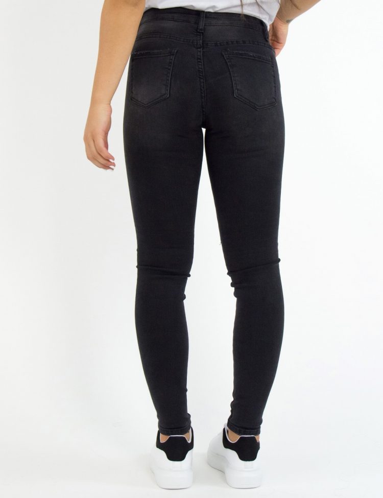 Γυναικείο μαύρο τζιν παντελόνι σωλήνας Super Flex 1